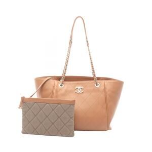 Chanel Matelasse Tote Bag Leather Orange